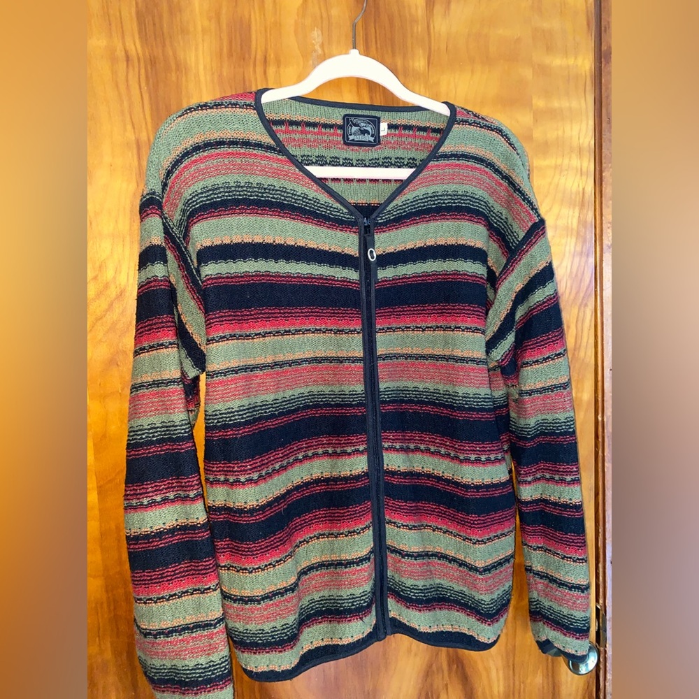 Cottagecore Striped Zip-Up Cardigan